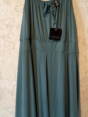 Apostrophe Teal-Green Spaghetti Strap Midi Dress